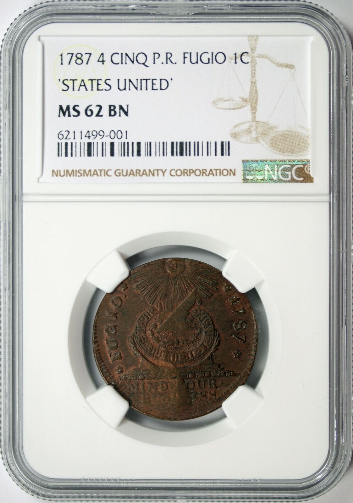 1787-Fugio-Cent-Pointed-Rays
